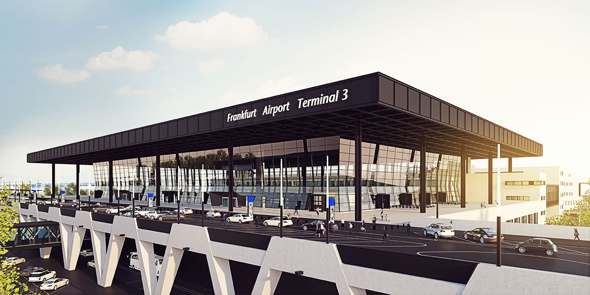 Neubau Terminal 3, Terminalhauptgebäude am Flughafen Frankfurt