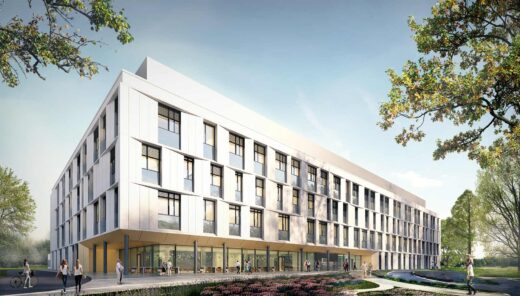 Fassade des Klinikneubaus Robert Koch Gehrden mit Eloxal-Metallverkleidung