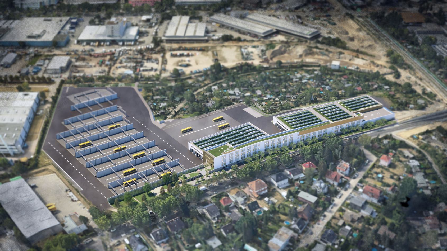Luftbildrendering BVG Betriebshof Elektrobusse